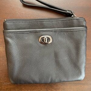 Black Margot Leather Wristlet